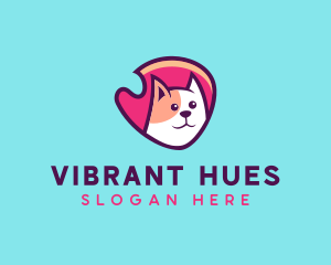 Happy Cute Pet Cat Badge logo design