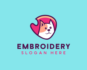 Happy Cute Pet Cat Badge logo design