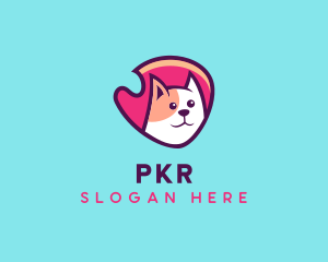 Happy Cute Pet Cat Badge logo design