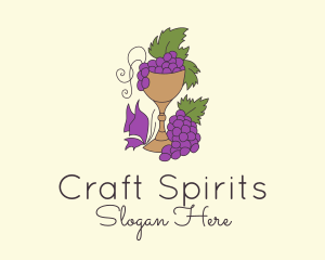 Alcohol - Grape Vineyard Goblet logo design