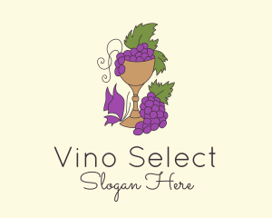 Sommelier - Grape Vineyard Goblet logo design