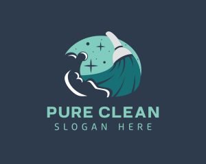 Cleaning Broom Housekeeping logo design