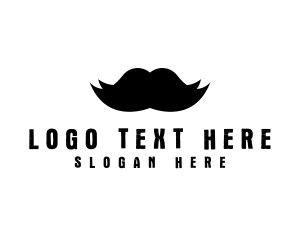 Black Circle - Mustache Hair Barber logo design