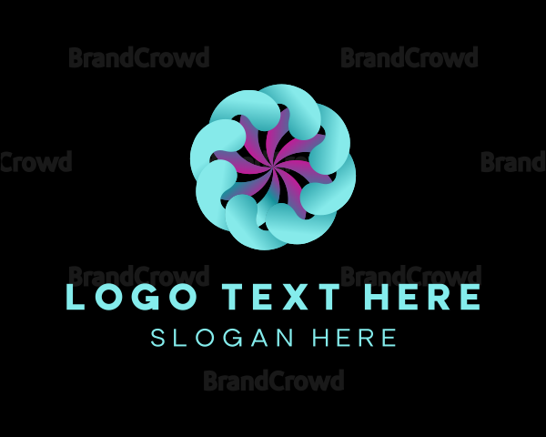 3d Digital Swirl Flower Logo