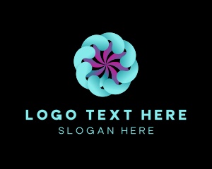 Telecommunication - 3d Digital Swirl Flower logo design