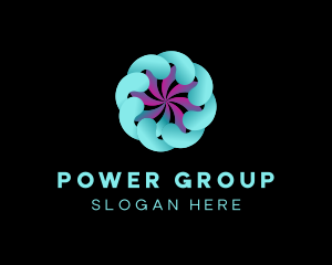 3d Digital Swirl Flower Logo