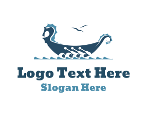 Exploration - Viking Rowboat Boat logo design