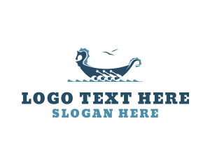 Boat - Viking Rowboat Boat logo design