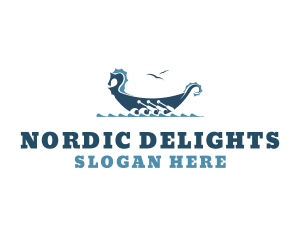 Danish - Viking Rowboat Boat logo design