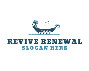 Viking Rowboat Boat logo design