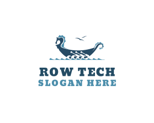 Viking Rowboat Boat logo design