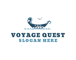 Exploration - Viking Rowboat Boat logo design