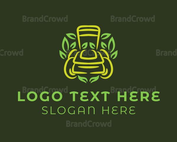 Green Lawn Mower Leaf Logo