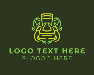 Garden Tool - Green Lawn Mower Leaf logo design