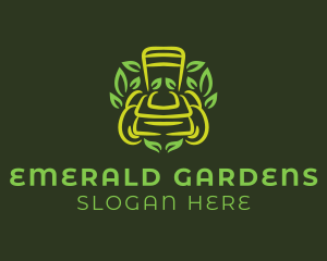 Green Lawn Mower Leaf logo design