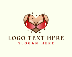 Lady - Heart Bra Underwear logo design