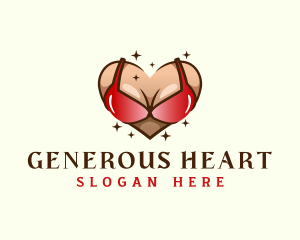 Heart Bra Underwear logo design