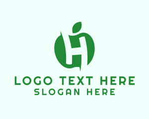 Vegetarian - Green Apple Letter H logo design