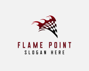 Flaming Racing Flag  logo design