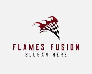 Flaming Racing Flag  logo design