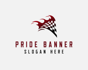 Flaming Racing Flag  logo design