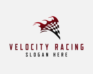 Flaming Racing Flag  logo design