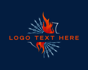Cold - Fire Snowflake Heating Cooling logo design