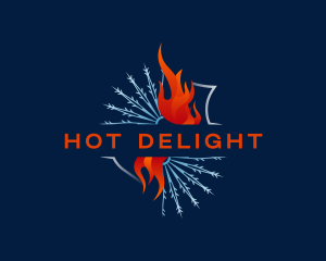 Fire Snowflake Heating Cooling logo design