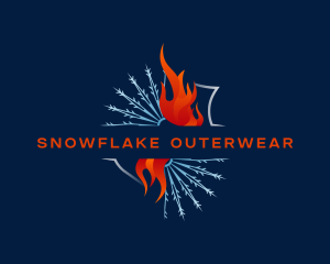 Fire Snowflake Heating Cooling logo design