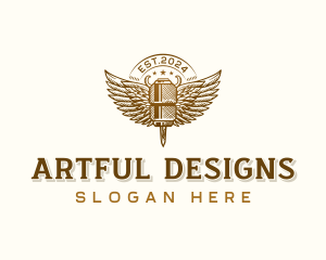 Tattoo Machine Wings logo design