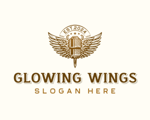 Tattoo Machine Wings logo design