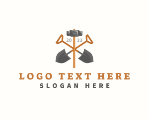 Construction Hammer Shovel Logo