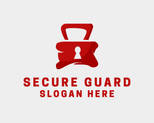 Red Security Lock  logo design