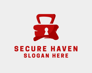 Safe - Red Security Lock logo design
