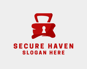 Red Security Lock  logo design