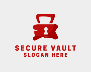 Vault - Red Security Lock logo design