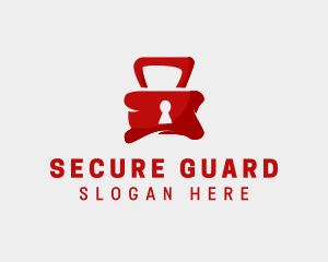 Red Security Lock  logo design