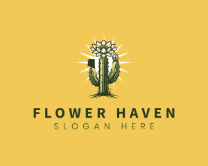 Saguaro Cactus Blossom logo design