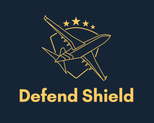 Defend - Golden Shield Plane logo design