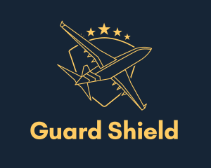 Defend - Golden Shield Plane logo design