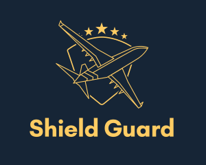 Defend - Golden Shield Plane logo design