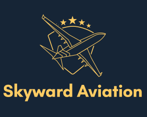 Aeronautical - Golden Shield Plane logo design