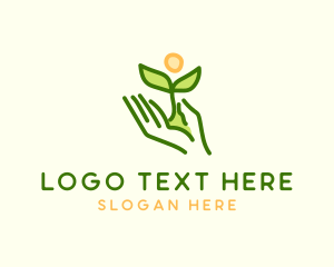 Purple Leaf - Nature Planting Hand logo design