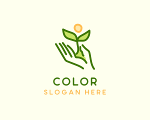 Vegan - Nature Planting Hand logo design