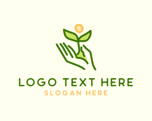 Vegetarian - Nature Planting Hand logo design