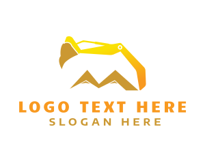 Excavator - Mountain Excavator Arm logo design