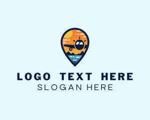 Sea - Pin Locator Plane Travel logo design