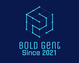 Blue Digital Cube  logo design