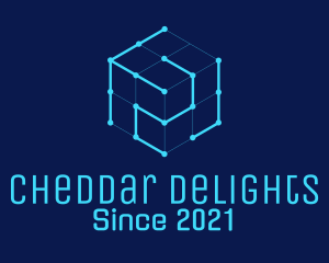 Blue Digital Cube  logo design