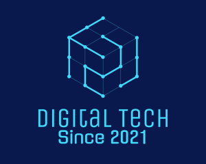 Digital - Blue Digital Cube logo design